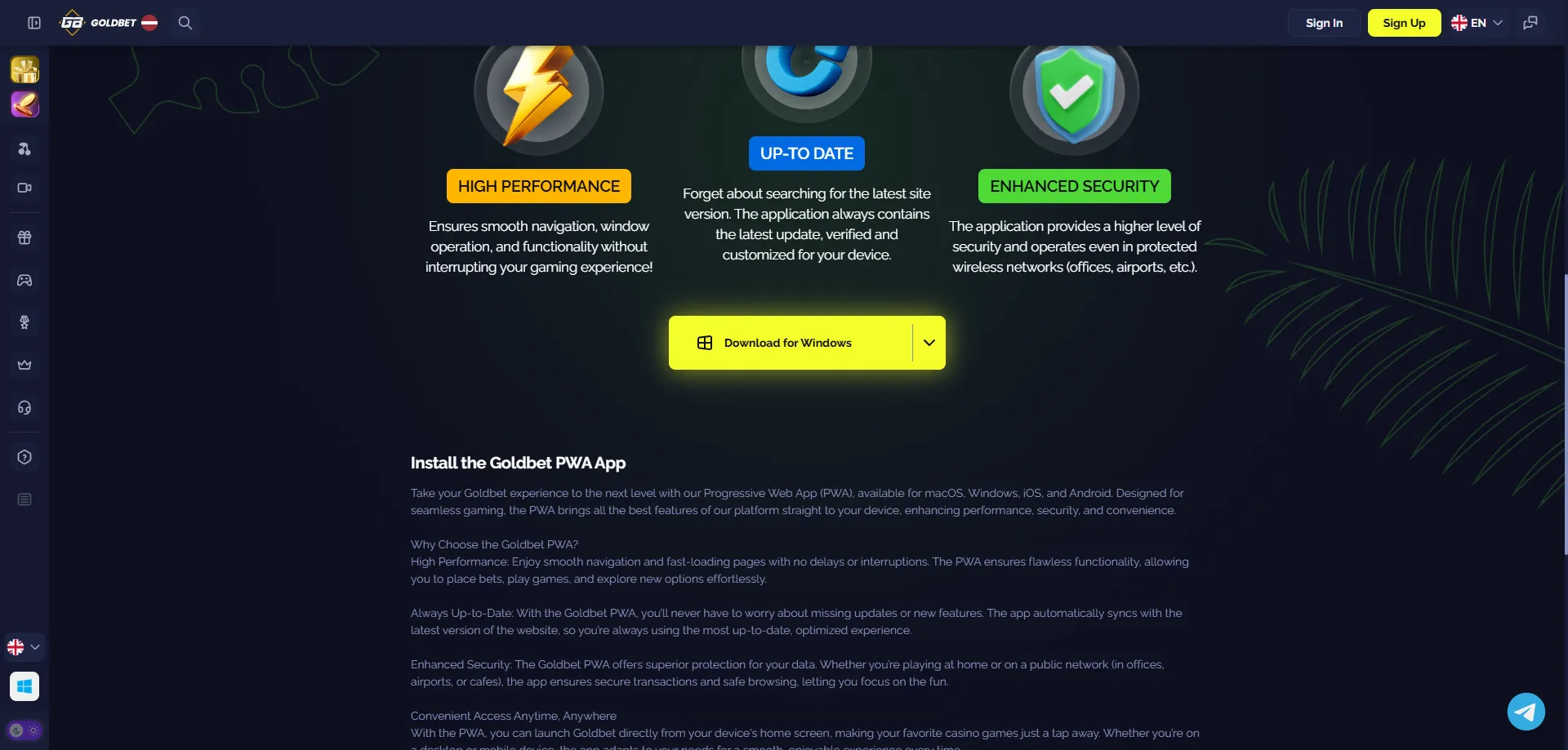 Goldbet Casino мобилно приложение PWA за Android и iOS устройства